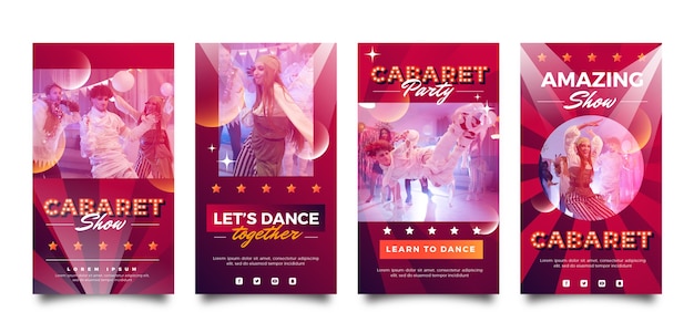 Vector gratuito diseño de historias de instagram de cabaret degradado