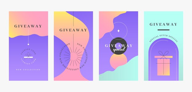 Diseño de historias de instagram de sorteo degradado