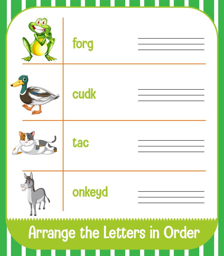 Vector gratuito diseño de hoja de trabajo para organizar letras.