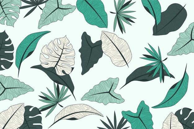 Diseño de hojas tropicales con fondo pastel