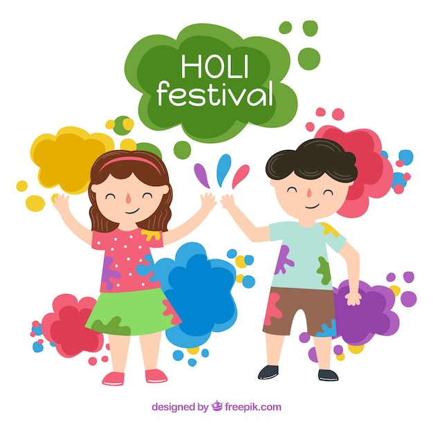 Diseño de holi con dos niños