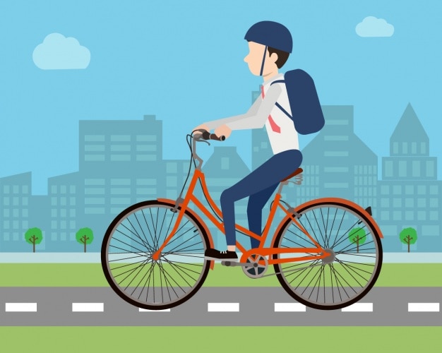 Vector gratuito diseño de hombre montando una bici