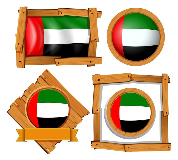 Diseño de icono de bandera para Emiratos Árabes Unidos en diferentes formas.