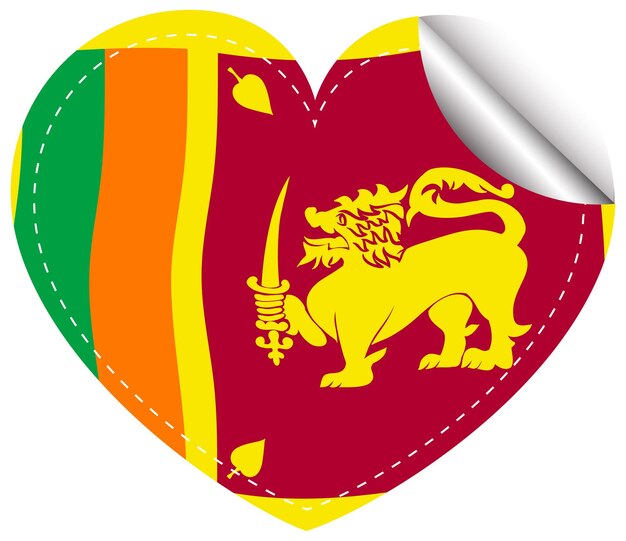 Diseño de icono de bandera de Sri Lanka en forma de corazón