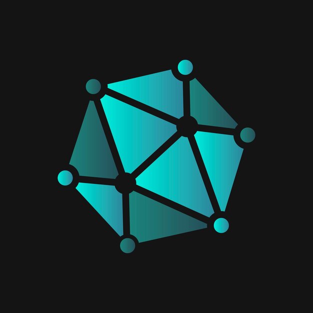 Diseño de icono de tecnología de vector de logo de molécula degradado