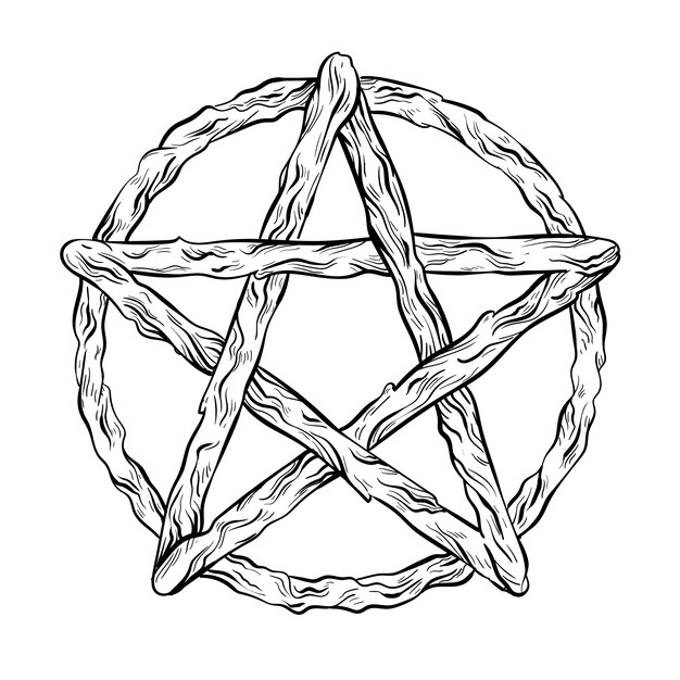 Diseño de icono de wiccan dibujado a mano