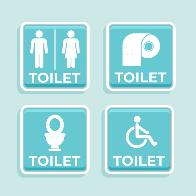 Diseño de iconos de baño de diseño plano