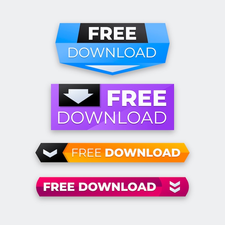 Vector gratuito diseño de iconos de botones de descarga gratis