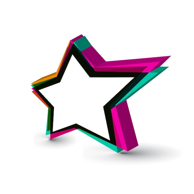 Diseño de iconos coloridos Star 3D sobre un fondo blanco.