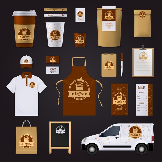 Diseño de identidad corporativa de café.