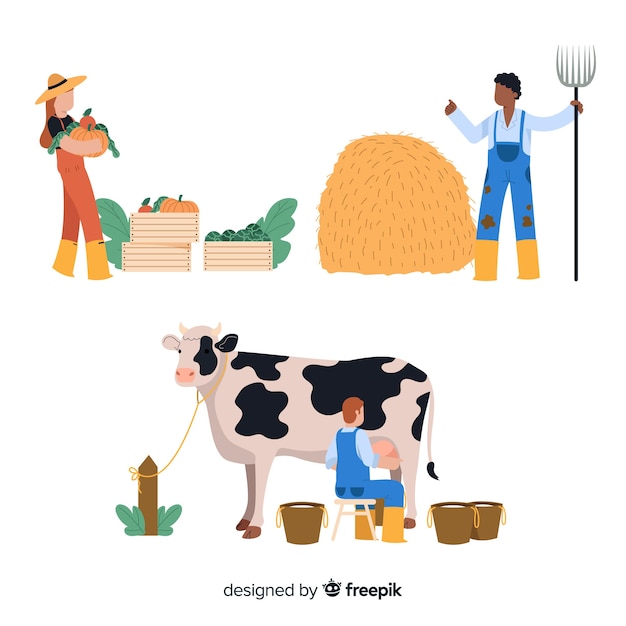 Vector gratuito diseño de illustartion de carácter de trabajadores agrícolas