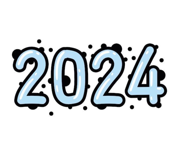 Diseño de ilustración aislada de 2024 burbujas numéricas