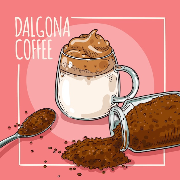 Vector gratuito diseño de ilustración de café dalgona