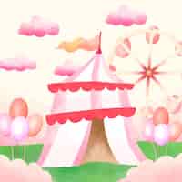 Vector gratuito diseño de ilustración de circo rosa acuarela