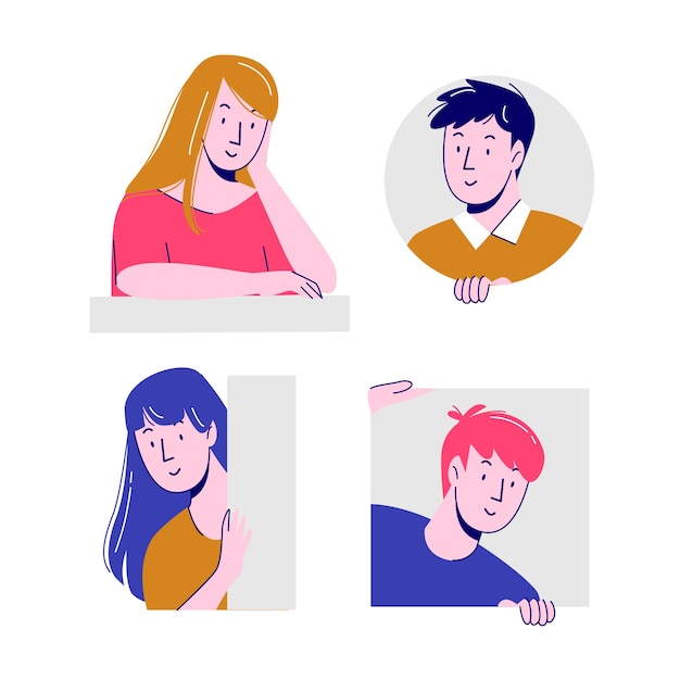 Diseño de ilustración con colección de personas asomando