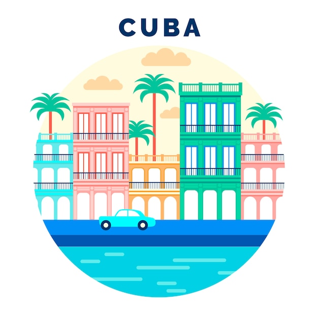 Vector gratuito diseño de ilustración de cuba de diseño plano