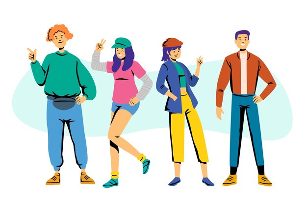 Diseño de ilustración con gente joven