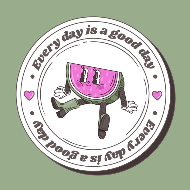Diseño de ilustración de insignia de colores a / w dibujados a mano