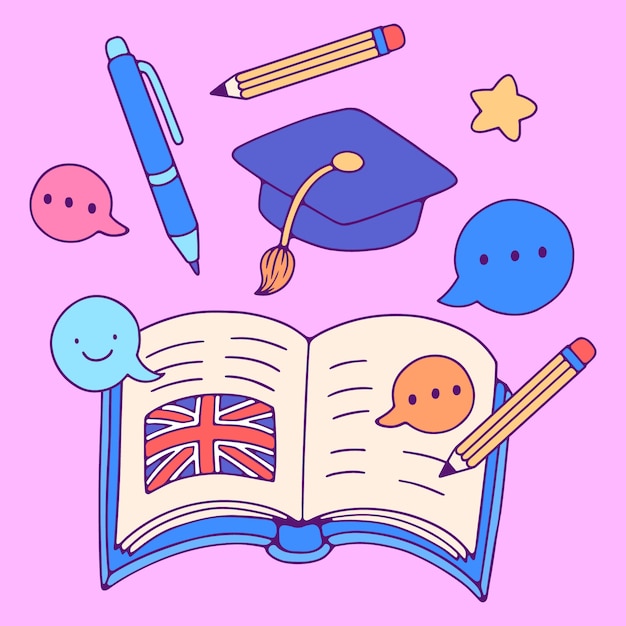 Vector gratuito diseño de ilustración de libros en inglés