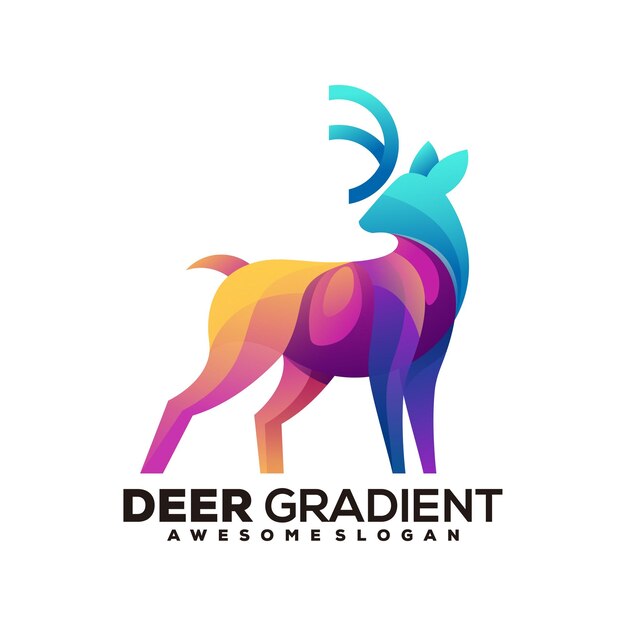Diseño de ilustración de logotipo colorido degradado de ciervo