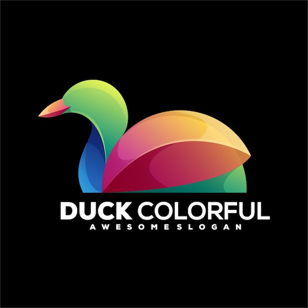 Diseño de ilustración de logotipo colorido degradado de pato