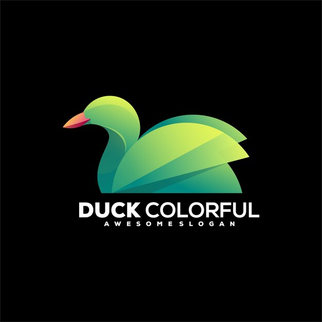 Diseño de ilustración de logotipo degradado de pato