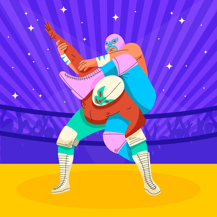 Vector gratuito diseño de ilustración de luchador mexicano