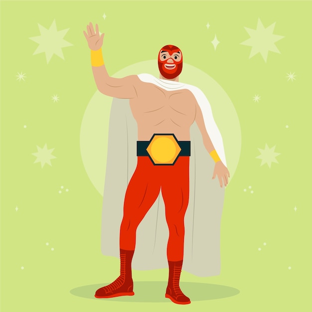 Vector gratuito diseño de ilustración de luchador mexicano