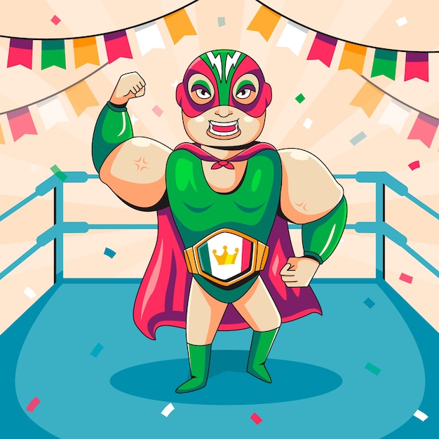 Vector gratuito diseño de ilustración de luchador mexicano