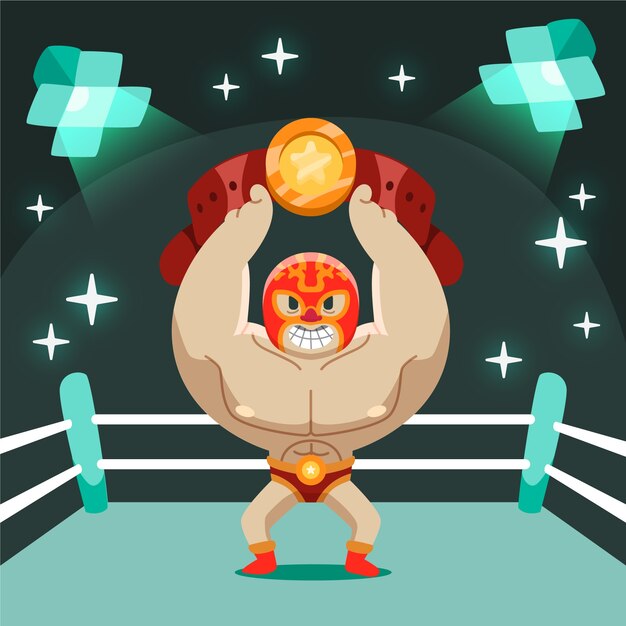 Diseño de ilustración de luchador mexicano