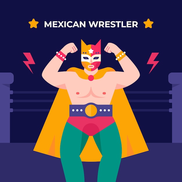 Diseño de ilustración de luchador mexicano