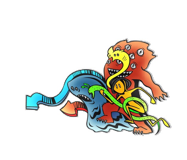 Diseño de ilustración de monstruos Impresión gráfica textil infantil