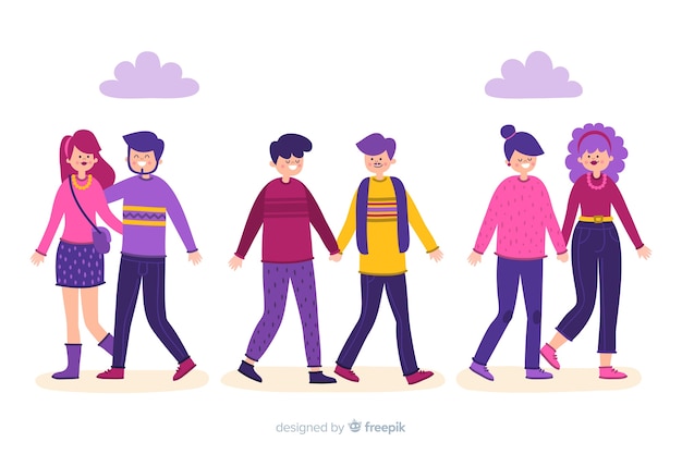 Diseño de ilustración con parejas jóvenes