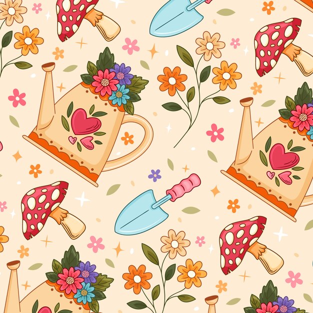 Diseño de la ilustración del patrón de Cottagecore