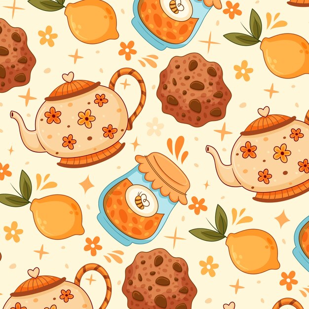 Diseño de la ilustración del patrón de Cottagecore