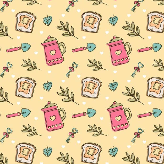 Diseño de la ilustración del patrón de Cottagecore