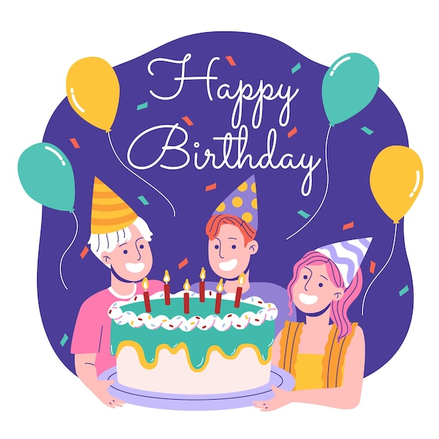 Diseño de ilustración plana de feliz cumpleaños