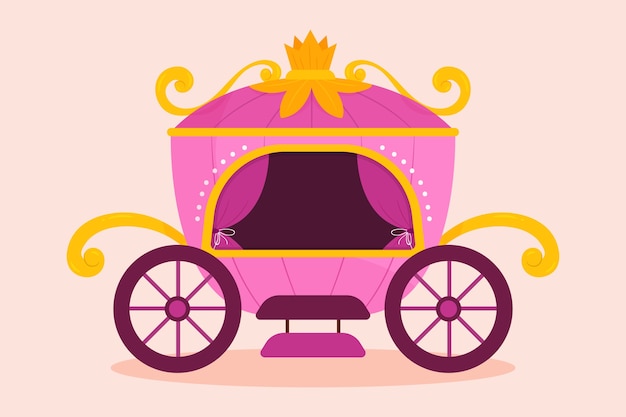 Diseño ilustrado de carro de cuento de hadas