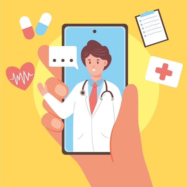 Diseño ilustrado en línea del doctor