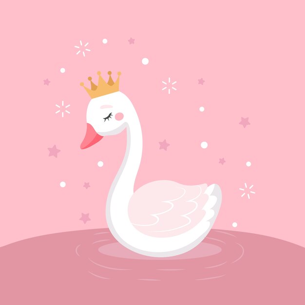 Diseño ilustrado de princesa cisne