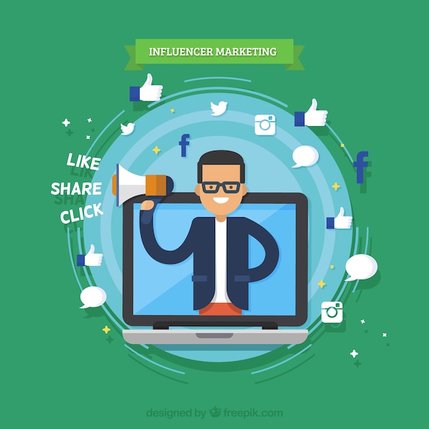 Diseño de influencer marketing con monitor