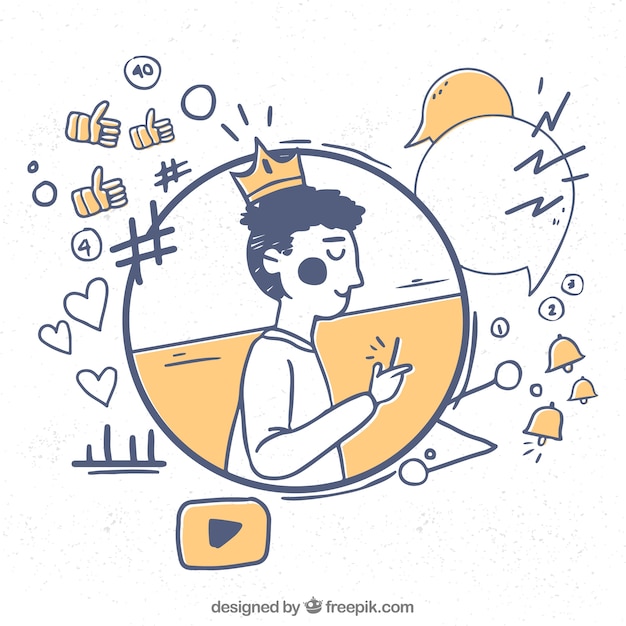 Vector gratuito diseño de influencer marketing con rey