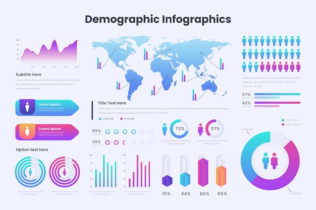 Vector gratuito diseño de infografía de gráfico demográfico degradado
