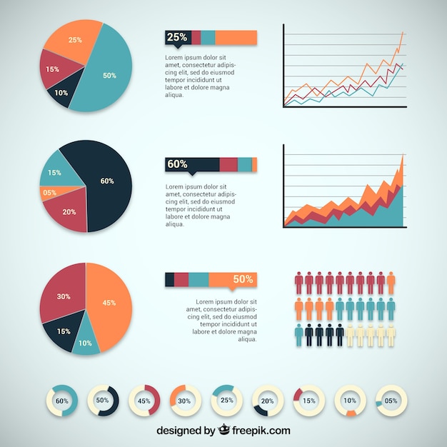 Vector gratuito diseño infografía con gráficos