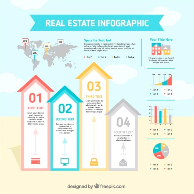 Vector gratuito diseño de infografía de inmobiliaria