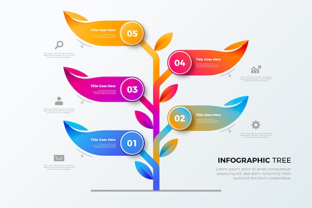 Diseño infográfico de árbol degradado