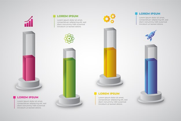 Diseño infográfico de barras 3d