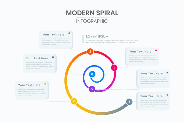 Diseño infográfico espiral moderno