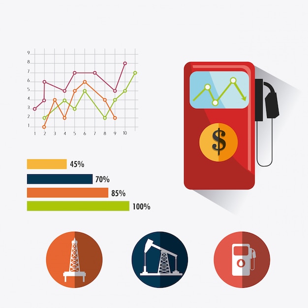 Diseño infográfico de la industria petrolera y petrolera.