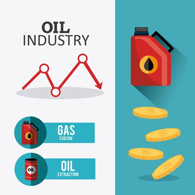 Diseño infográfico de la industria petrolera y petrolera.